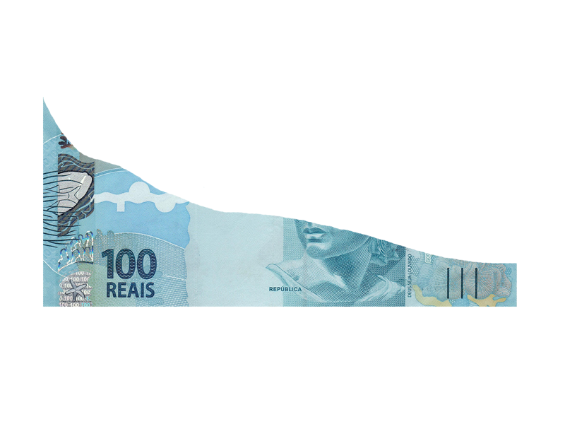 Gráfico mostrando a desvalorização do real de R$100,00 para R$12,70